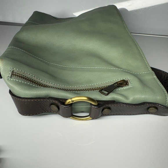 Sundance Made in Italy Leather Shoulder Bag Sage Green Hobo Style - Picture 12 of 16